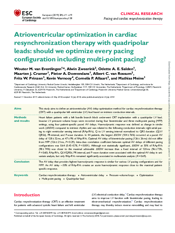 (PDF) Atrioventricular optimization in cardiac resynchronization ...