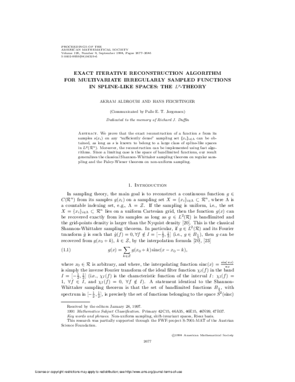 (PDF) Complete iterative reconstruction algorithms for irregularly ...