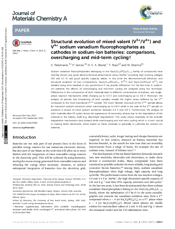 (PDF) Structural evolution of mixed valent (V3+/V4+) and V4+ sodium ...