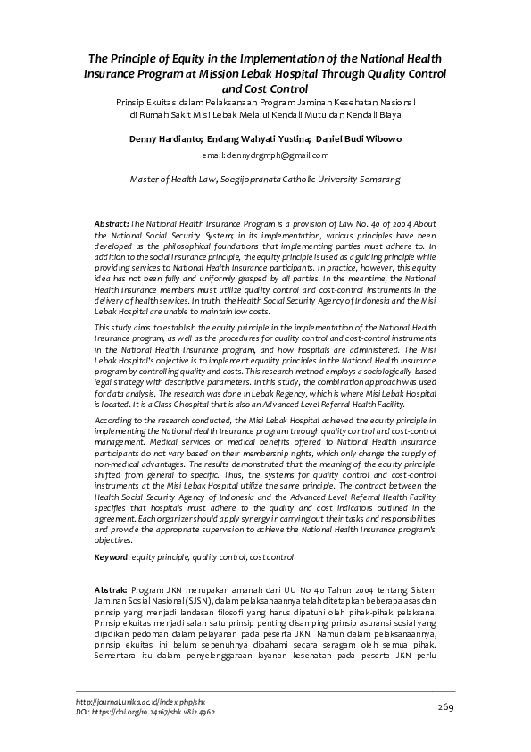 (PDF) The Principle of Equity in the Implementation of the National ...