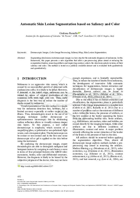 (PDF) Automatic Skin Lesion Segmentation based on Saliency and Color