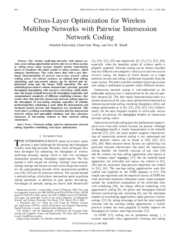 (PDF) Cross-layer optimization for wireless multihop networks with ...