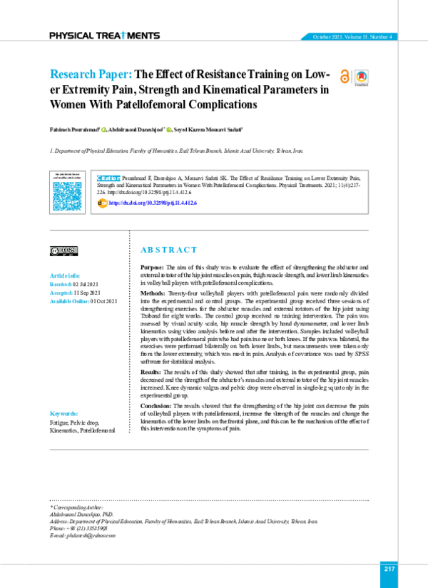 (PDF) The Effect of Resistance Training on Lower Extremity Pain ...