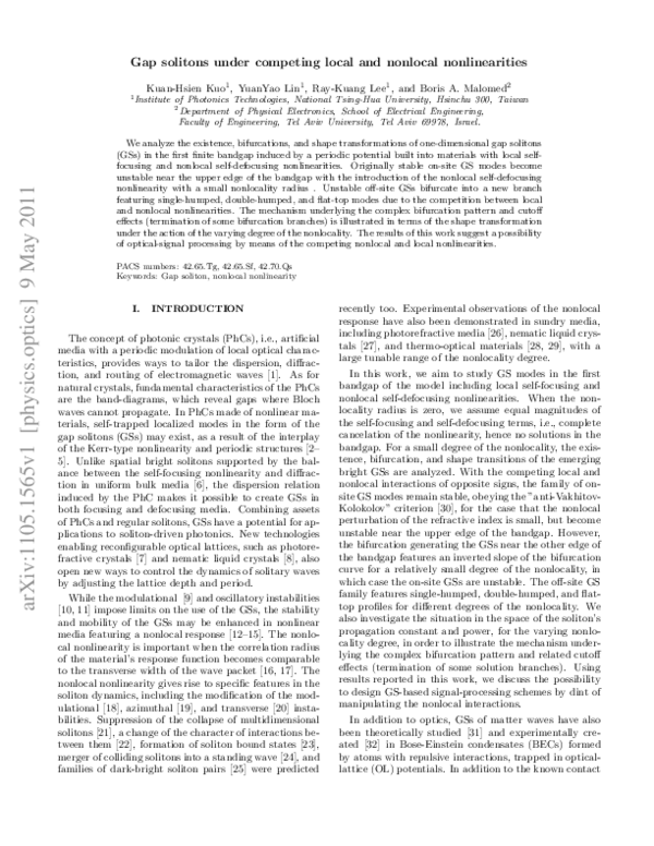 (PDF) Gap solitons under competing local and nonlocal nonlinearities