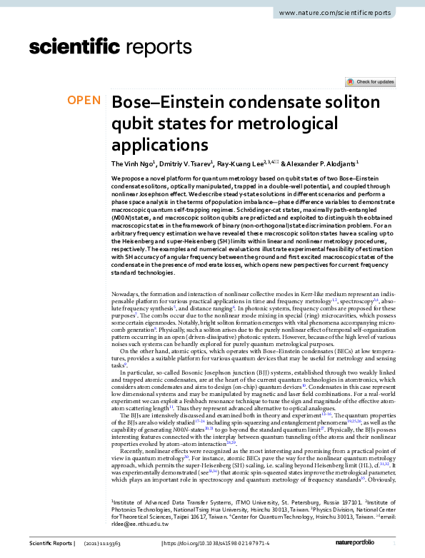 (PDF) Bose-Einstein Condensate Soliton Qubit States for Metrological ...