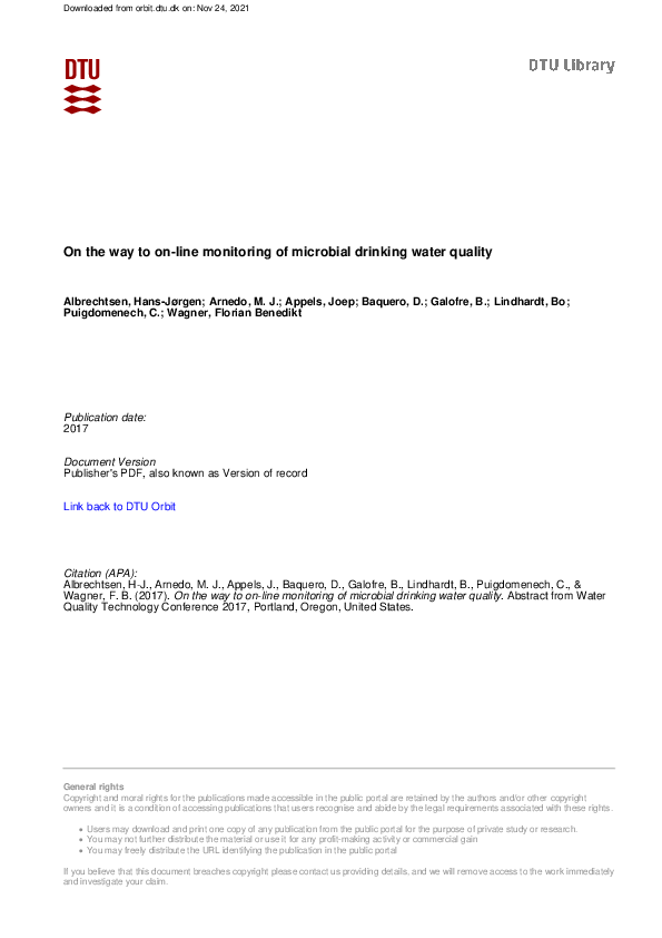 (PDF) On the way to on-line monitoring of microbial drinking water quality