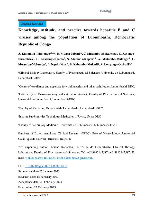 (PDF) Knowledge, attitude, and practice towards hepatitis B and C ...