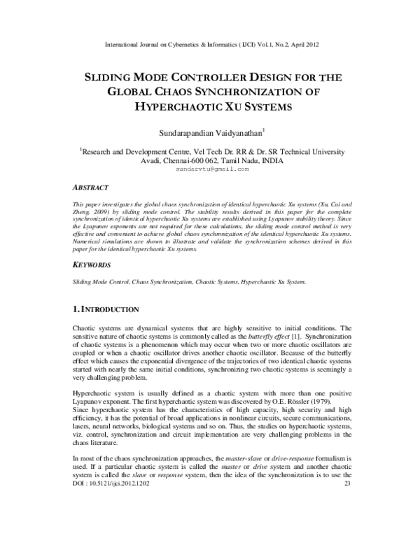(PDF) Sliding Mode Controller Design for the Global Chaos ...