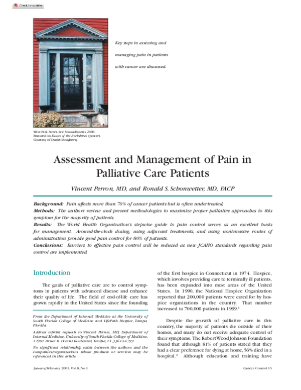 (PDF) Assessment and Management of Pain in Palliative Care Patients