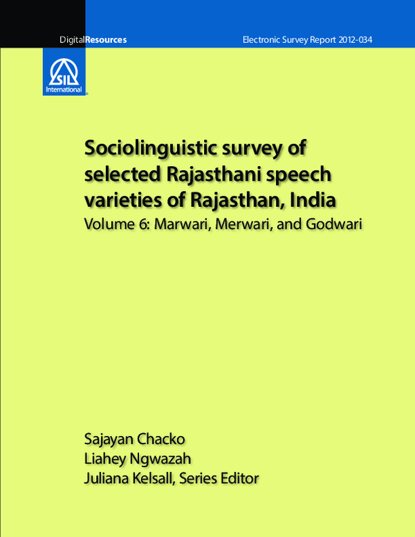 (PDF) Sociolinguistic survey of selected Rajasthani speech varieties of ...