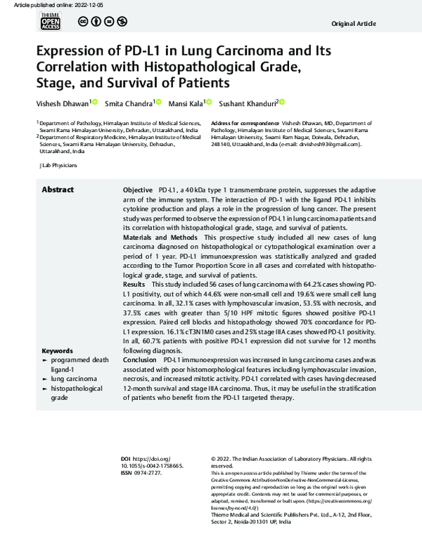 (PDF) Expression of PD-L1 in Lung Carcinoma and Its Correlation with ...