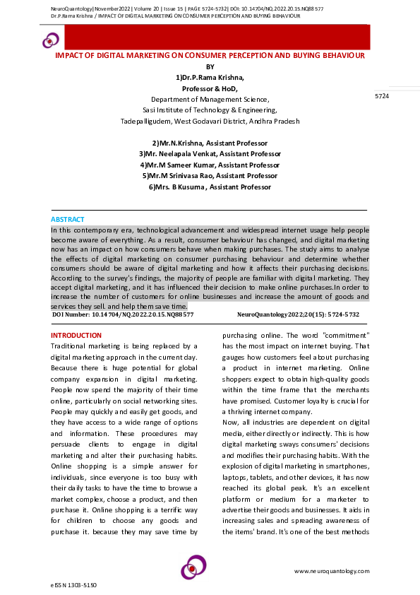 (PDF) IMPACT OF DIGITAL MARKETING ON CONSUMER PERCEPTION AND BUYING ...