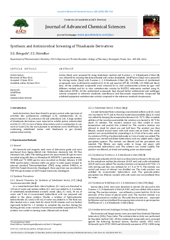 (PDF) Synthesis and antimicrobial screening of 4-thiazolidinone and 2 ...