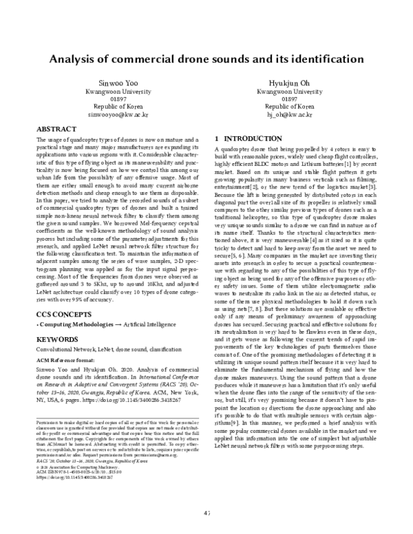 (PDF) Analysis of commercial drone sounds and its identification