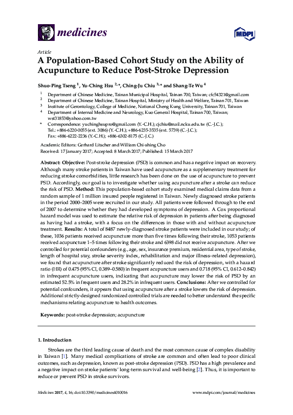 (PDF) A Population-Based Cohort Study on the Ability of Acupuncture to ...
