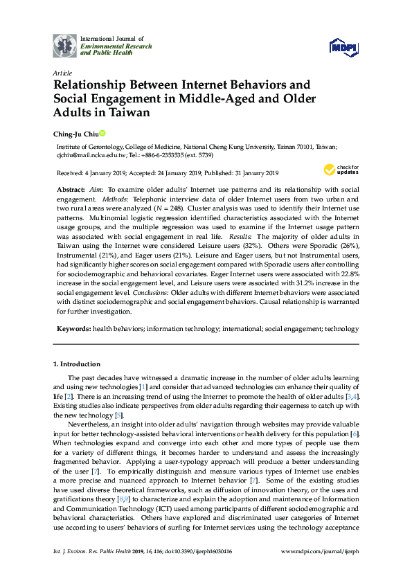 (PDF) Relationship Between Internet Behaviors and Social Engagement in ...