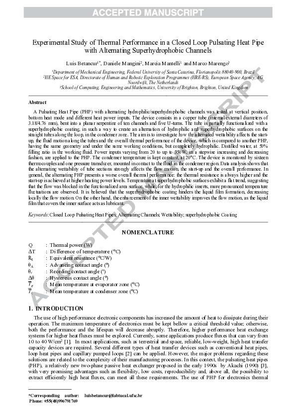 (PDF) Experimental study of thermal performance in a closed loop ...