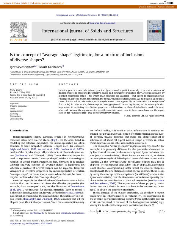 (PDF) Is the concept of “average shape” legitimate, for a mixture of ...
