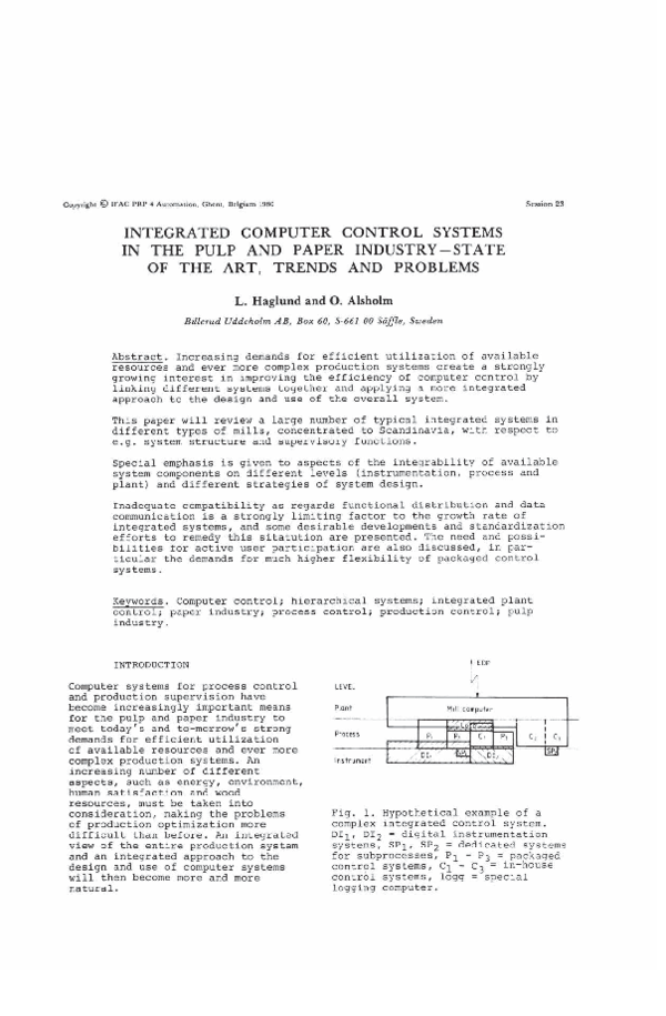(PDF) Integrated Computer Control Systems in the Pulp and Paper ...