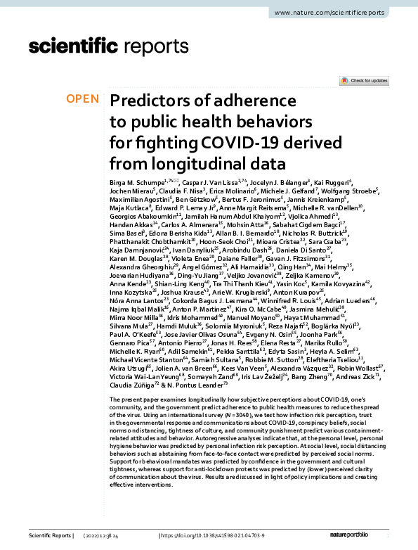 Pdf Predictors Of Adherence To Public Health Behaviors For Fighting Pdf Predictors Of Adherence To Public Health Behaviors For Fighting