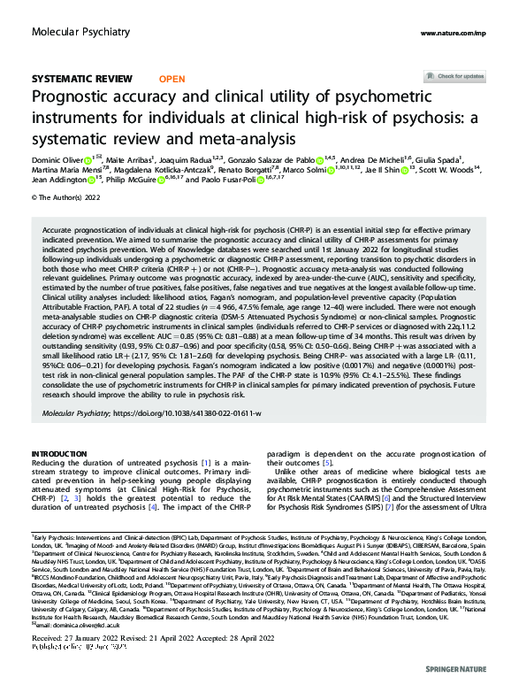 (PDF) Prognostic accuracy and clinical utility of psychometric ...