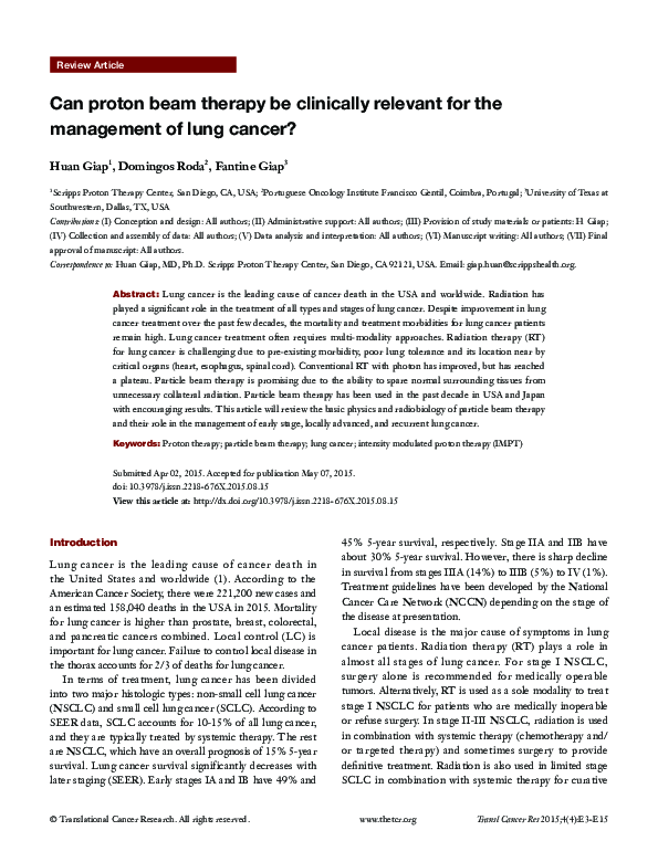 (PDF) Can proton beam therapy be clinically relevant for the management ...
