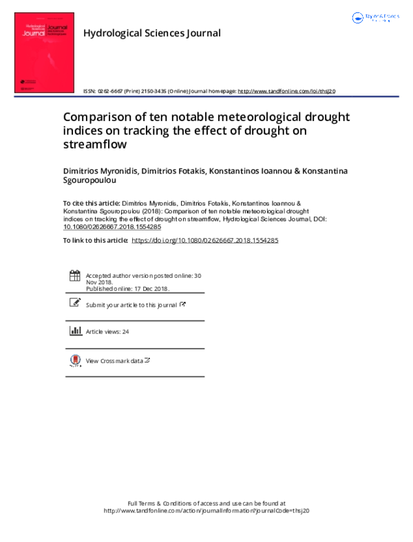 (PDF) Comparison of ten notable meteorological drought indices on ...