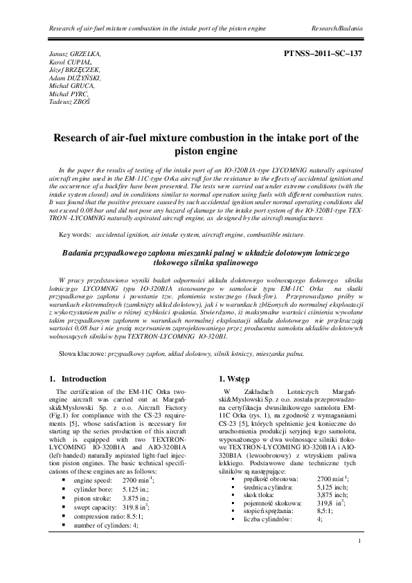 (PDF) Research of airfuel mixture combustion in the intake port of the