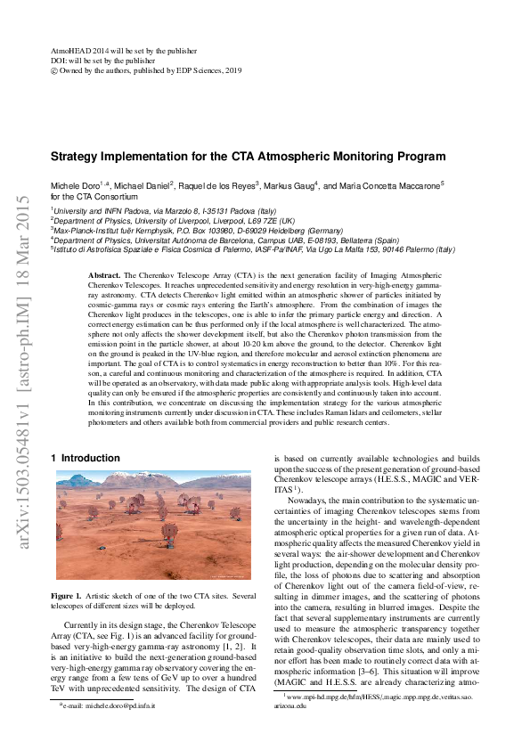 (PDF) Strategy implementation for the CTA Atmospheric monitoring program