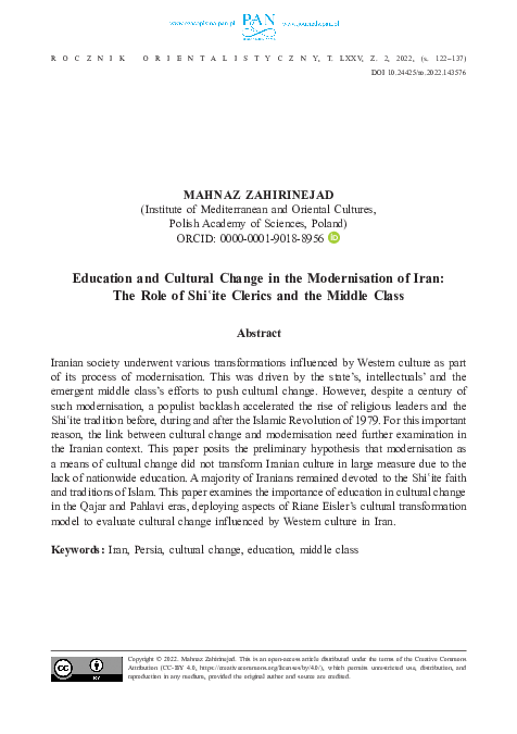 (PDF) Education and Cultural Change in the Modernisation of Iran: The ...