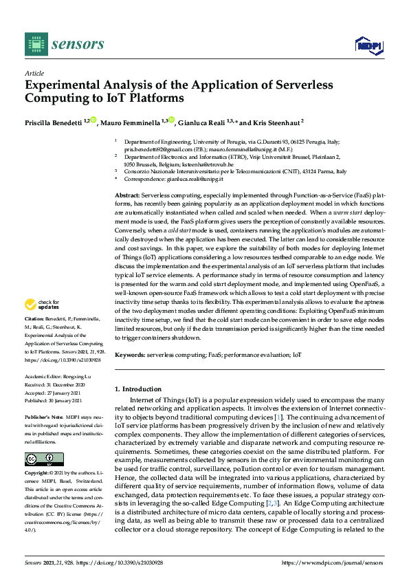 (PDF) Experimental Analysis of the Application of Serverless Computing ...