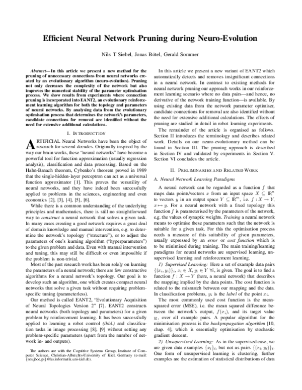 (PDF) Efficient neural network pruning during neuro-evolution