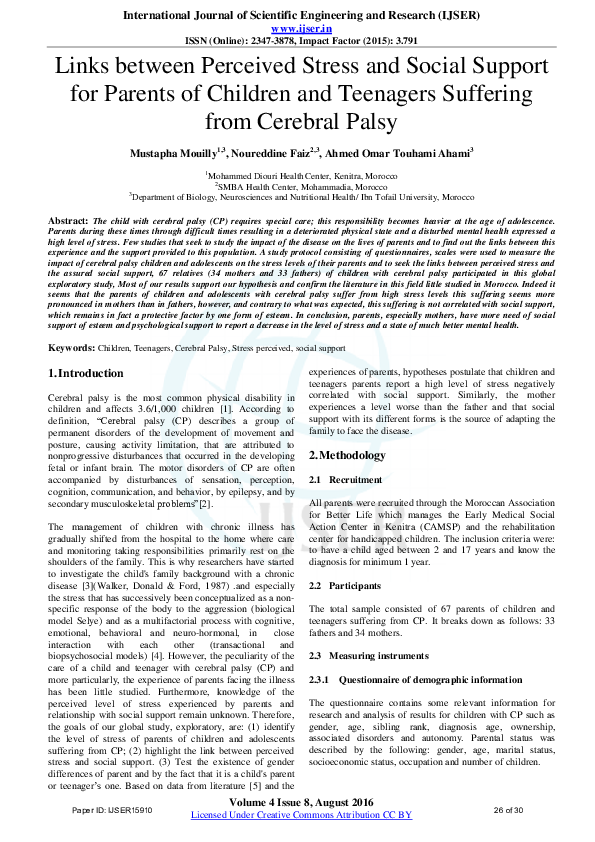 (PDF) Links between Perceived Stress and Social Support for Parents of ...