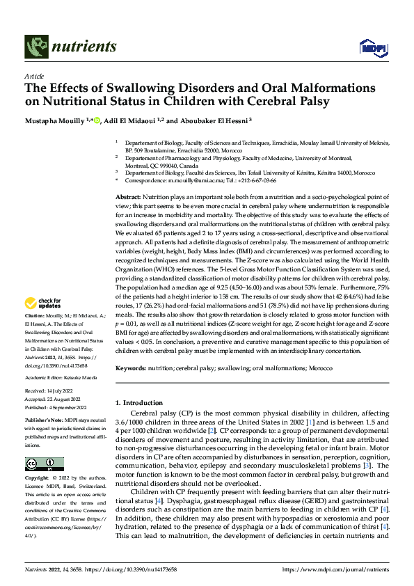 (PDF) The Effects of Swallowing Disorders and Oral Malformations on ...