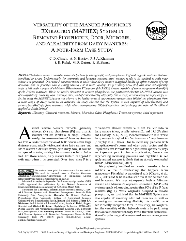 (PDF) Versatility of the MAnure PHosphorus EXtraction (MAPHEX) System ...