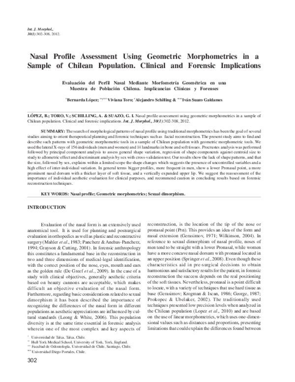 (PDF) Nasal Profile Assessment Using Geometric Morphometrics in a ...