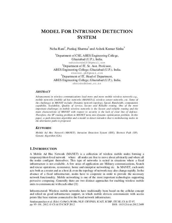 (PDF) Model for Intrusion Detection System