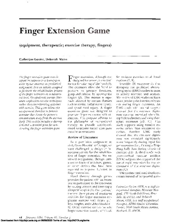 (PDF) Finger Extension Game Catherine Gesior Academia.edu