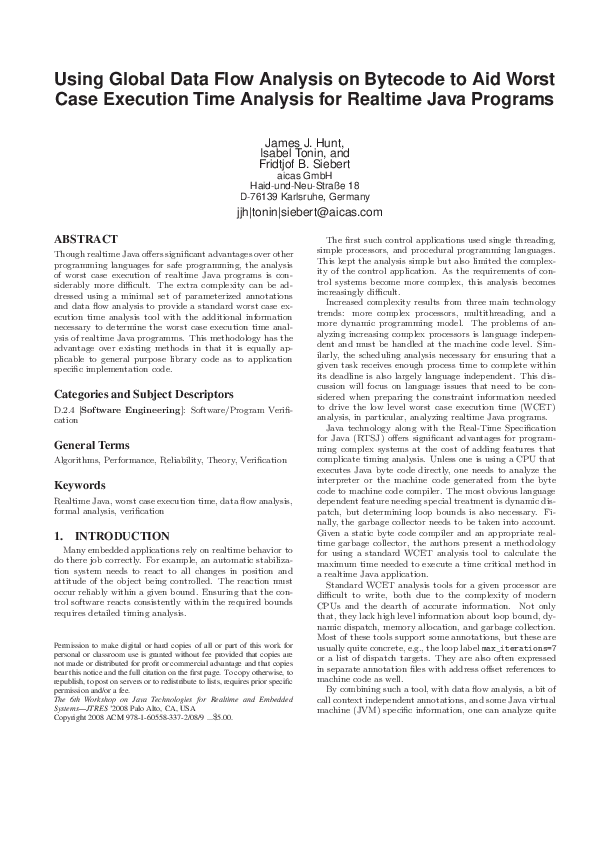 (PDF) Using global data flow analysis on bytecode to aid worst case ...