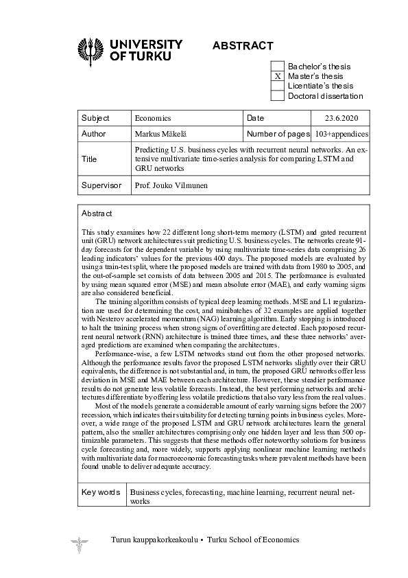 (PDF) Predicting U.S. business cycles with recurrent neural networks ...