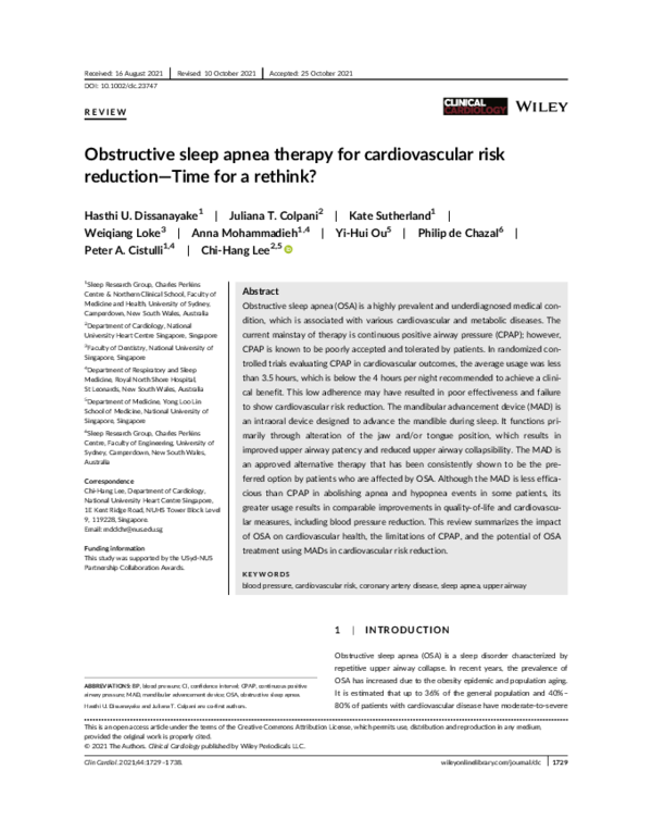 (PDF) Obstructive sleep apnea therapy for cardiovascular risk reduction ...