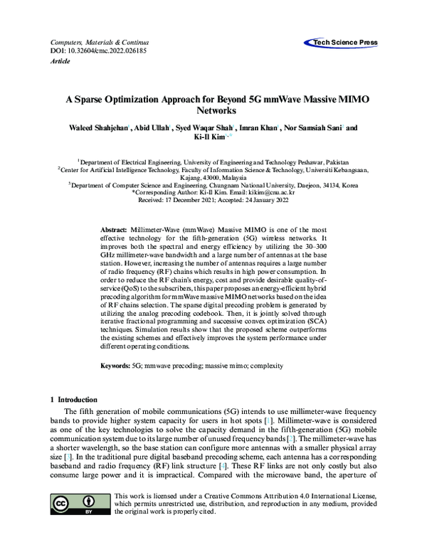 (PDF) A Sparse Optimization Approach for Beyond 5G mmWave Massive MIMO ...