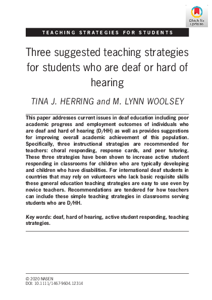 (PDF) Three suggested teaching strategies for students who are deaf or ...