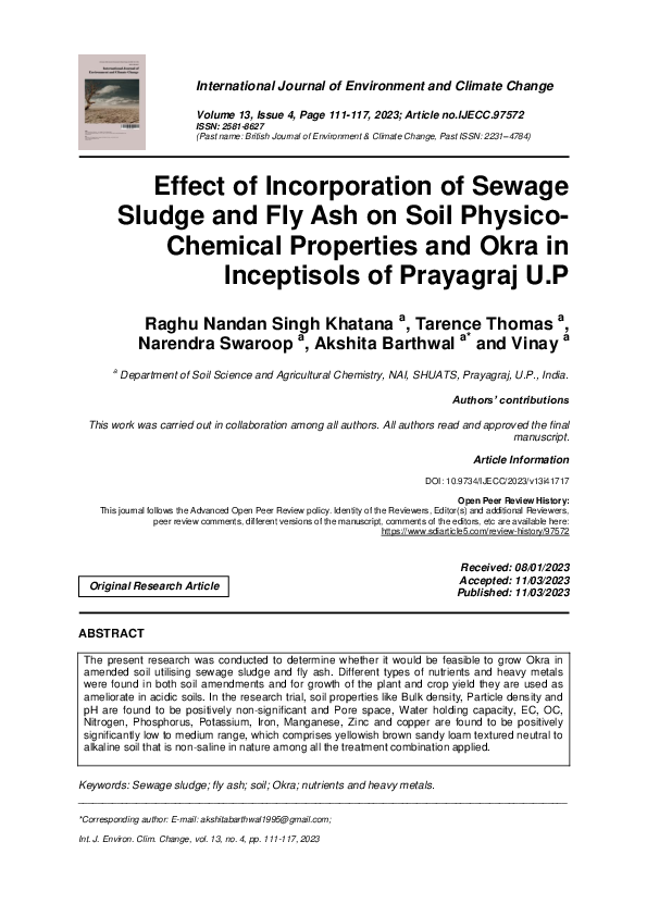 (PDF) Effect of Incorporation of Sewage Sludge and Fly Ash on Soil ...
