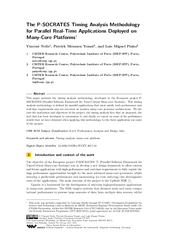 (PDF) The P-SOCRATES Timing Analysis Methodology for Parallel Real-Time ...