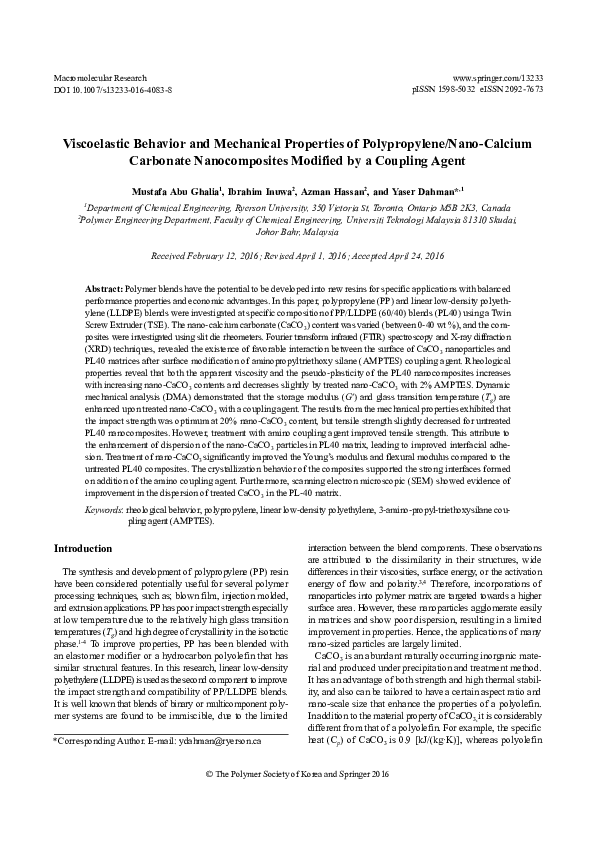 (PDF) Viscoelastic behavior and mechanical properties of polypropylene
