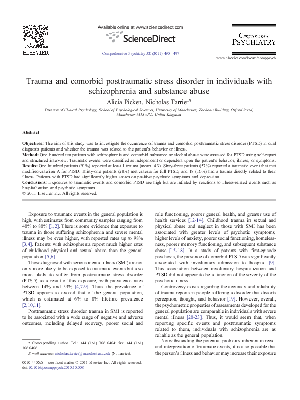 (PDF) Trauma and comorbid posttraumatic stress disorder in individuals ...
