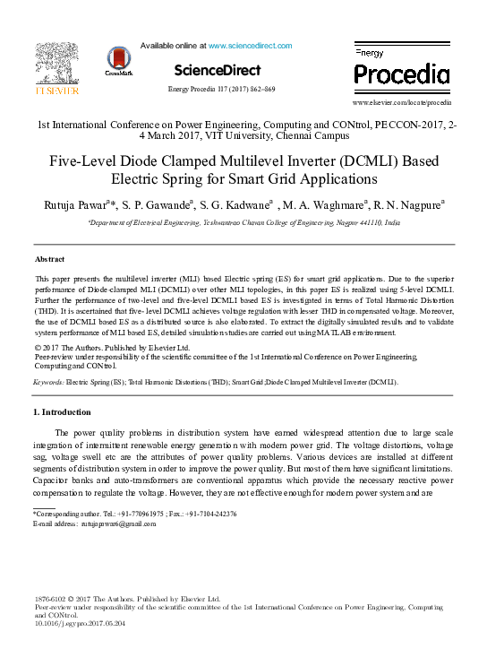 (PDF) Five-Level Diode Clamped Multilevel Inverter (DCMLI) Based ...
