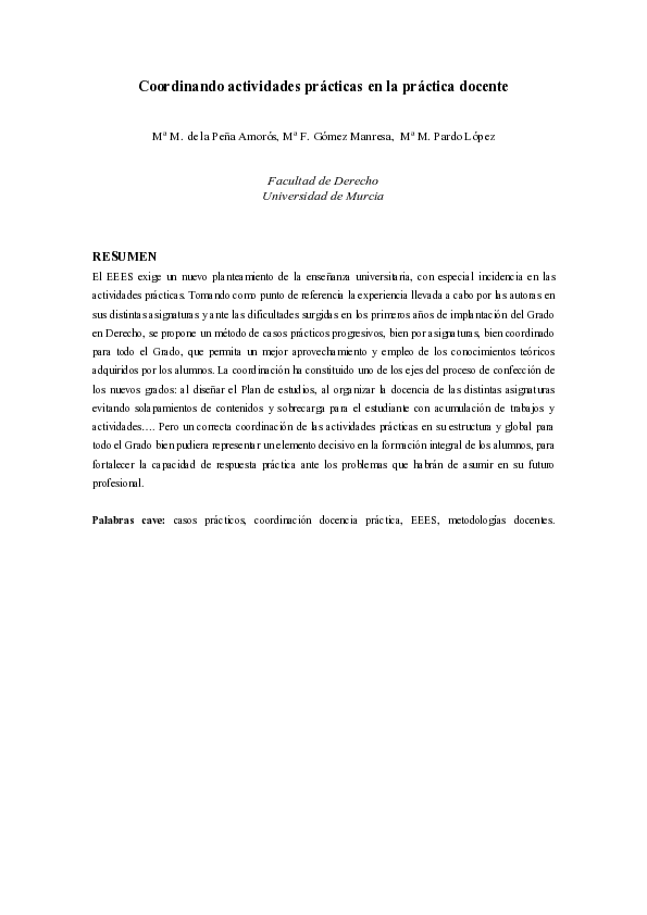 (PDF) Coordinando actividades prácticas en la práctica docente