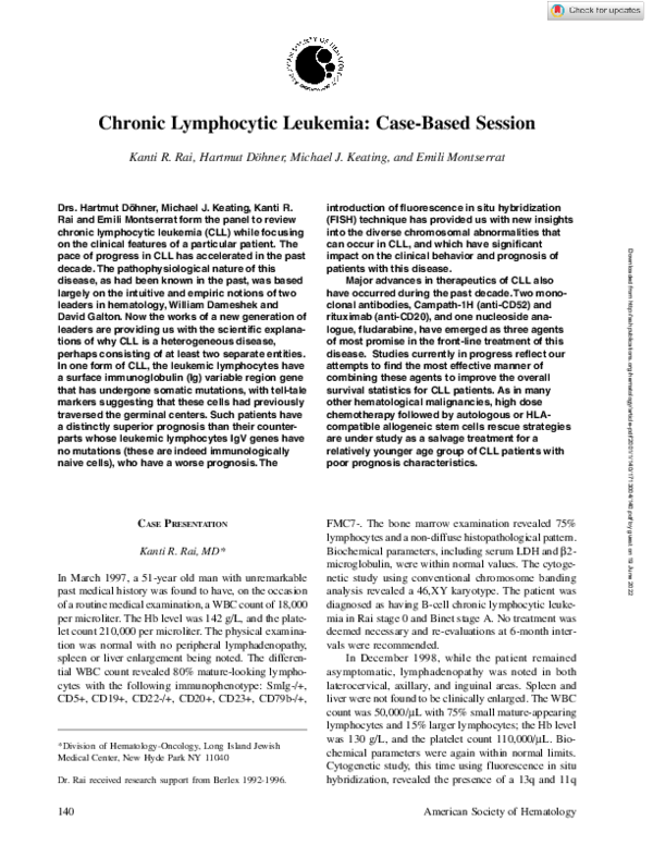 (PDF) Chronic Lymphocytic Leukemia: Case-Based Session